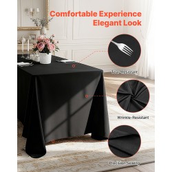 Pöytäliinasetti polyesterikangas 6 kpl musta suorakaiteisille pöydille 177,8 x 304,8 cm