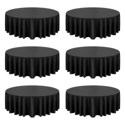Pyöreä polyesteripöytäliinasetti kuusi kappaletta halkaisija 3048 mm musta juhliin