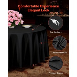 Pyöreä polyesteripöytäliinasetti kuusi kappaletta halkaisija 3048 mm musta juhliin