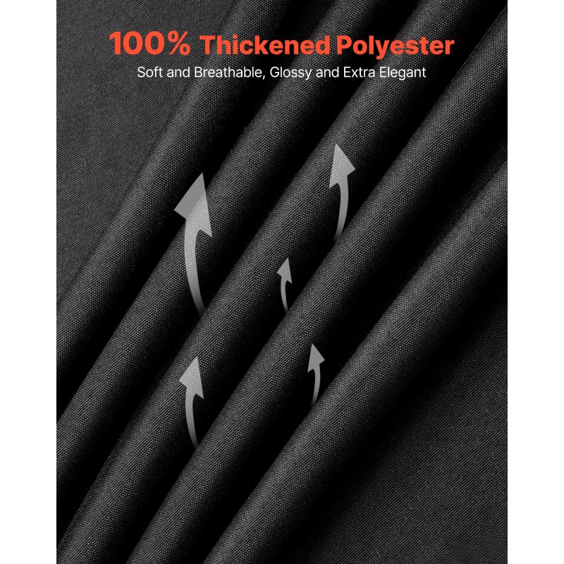 Pyöreä polyesteripöytäliinasetti kuusi kappaletta halkaisija 3048 mm musta juhliin