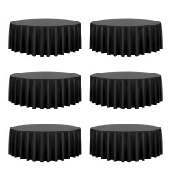 Pyöreä polyesteripöytäliinasetti kuusi kappaletta halkaisija 3048 mm musta juhliin
