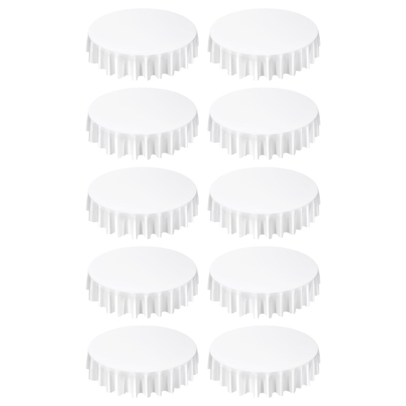 Pöytäliinasetti pyöreä polyesterikangas valkoinen 10 kpl 90 tuumaa konepestävä