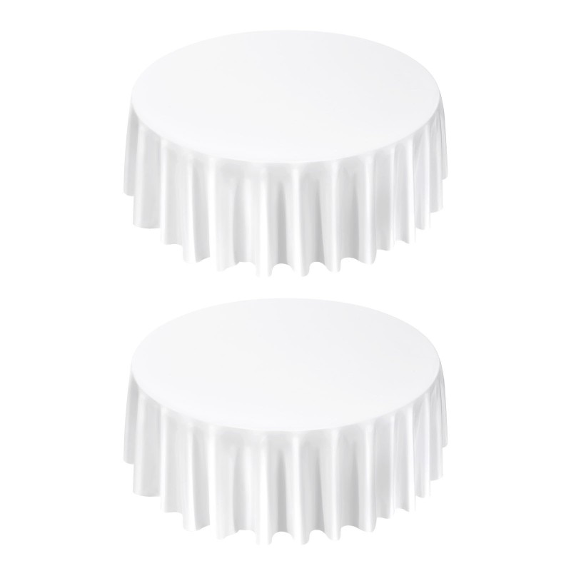 Pyöreä pöytäliina polyesterikankaasta halkaisijaltaan 3048 millimetriä 2 kappaletta valkoinen