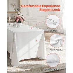 Pöytäliinasetti suorakulmaisille pöydille 6 kpl polyesteri 2286×3353 mm valkoinen