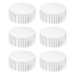 Pyöreät valkoiset polyesteripöytäliinat 6 kpl 3352 mm halkaisijalla häihin