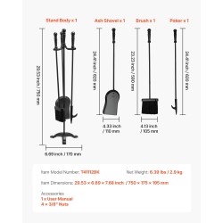 4-osainen takan työkalusarja taottua rautaa musta kolmihaarainen jalusta