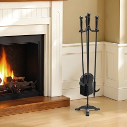 4-osainen takan työkalusarja taottua rautaa musta kolmihaarainen jalusta