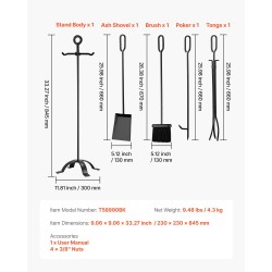 Takkatyökalusetti 5-osainen taotusta raudasta ja hiiliteräksestä sisä- ja ulkokäyttöön