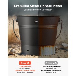 Takan tuhkaämpäri 4-osainen hiiliteräs 9,8 l musta sisä ja ulkokäyttöön