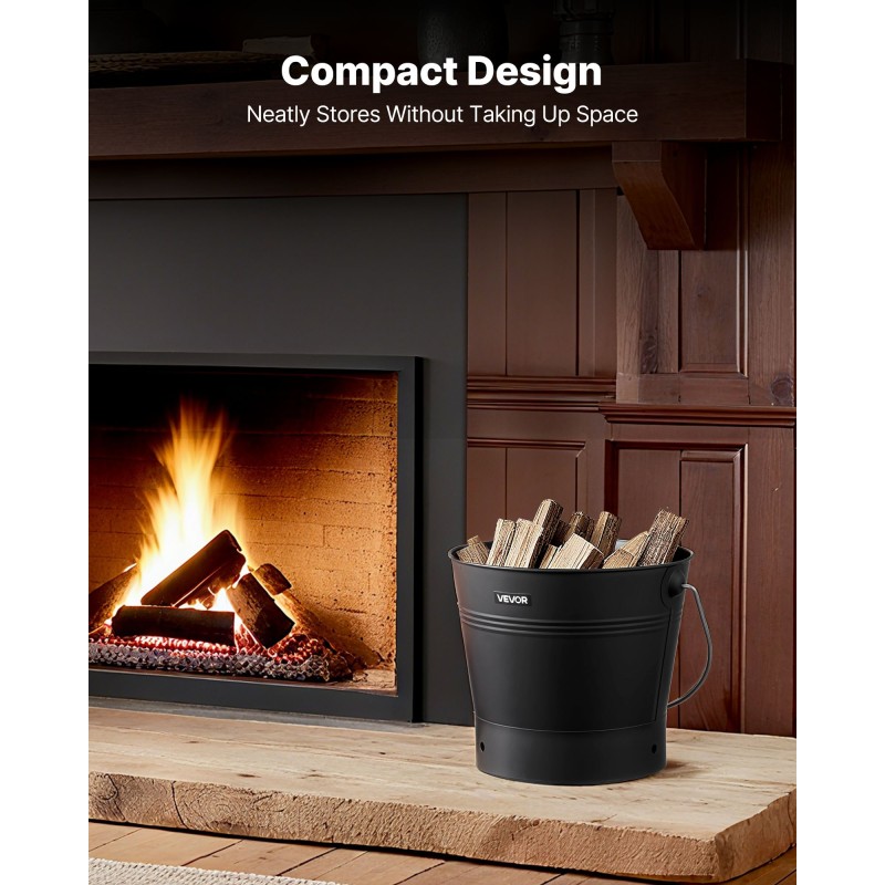 Takan tuhkaämpäri 4-osainen hiiliteräs 9,8 l musta sisä ja ulkokäyttöön