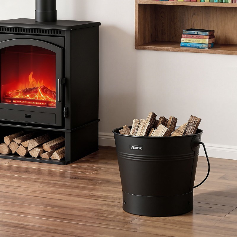 Takan tuhkaämpäri 4-osainen hiiliteräs 9,8 l musta sisä ja ulkokäyttöön