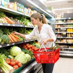 Ostoskorit muoviset 21 l 4 kpl pinottavat punaiset myymäläkäyttöön