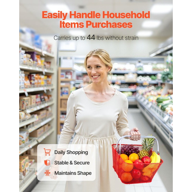 Pinottavat rautaiset ostoskorit 22 l 12 kpl punainen 20 kg kantavuus