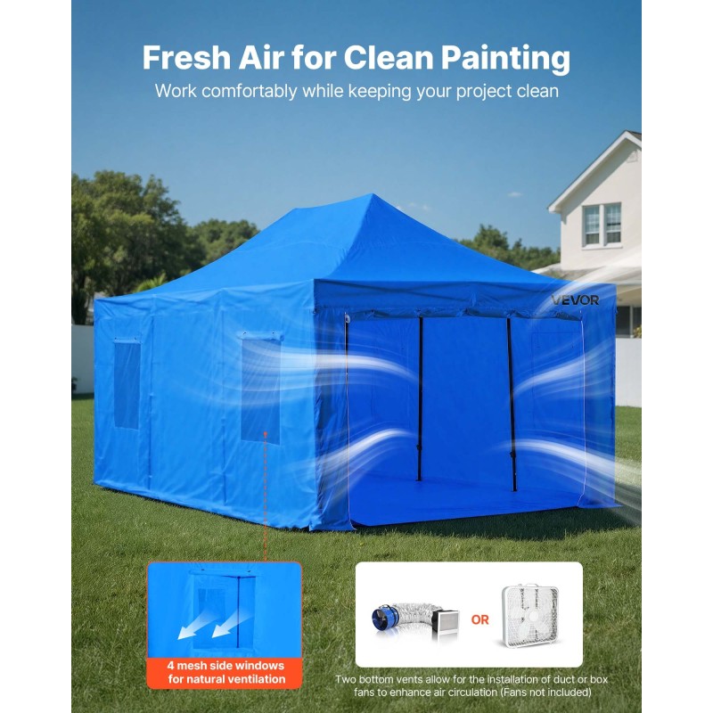 Taitettava maalausteltta 420D PU-pinnoitettu kangas teräsrunko auto-osien ja huonekalujen maalaus