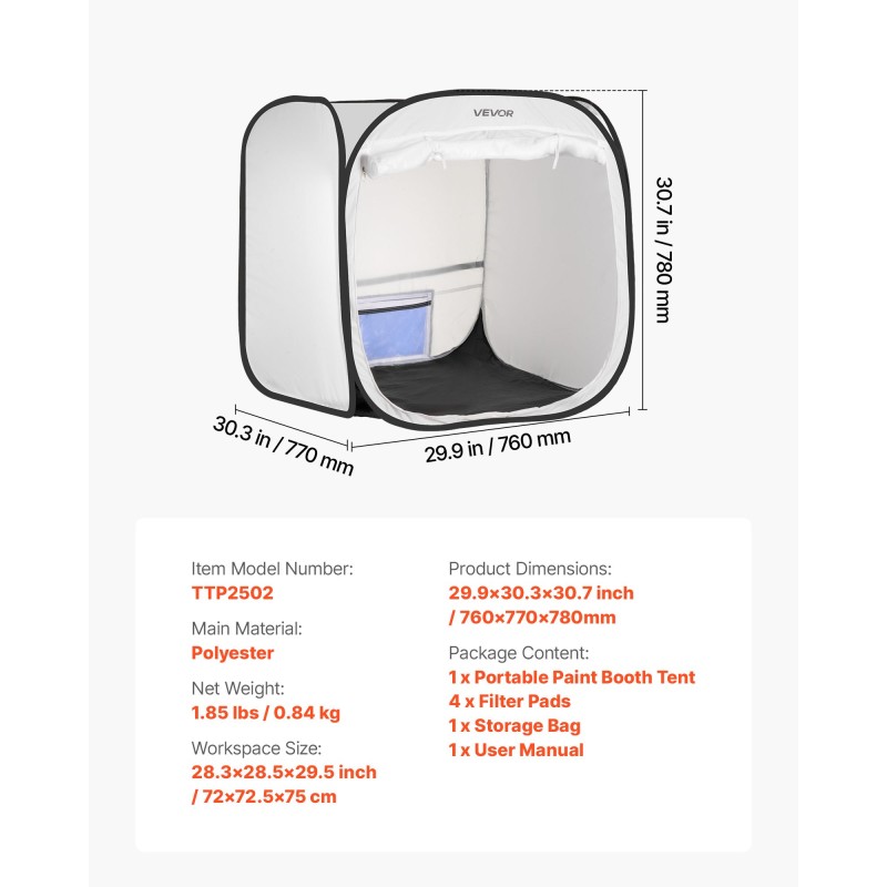 Kokoontaitettava polyesterinen pikapystytettävä maalausteltta 72x72,5x75cm vesitiivis pienille ja keskikokoisille