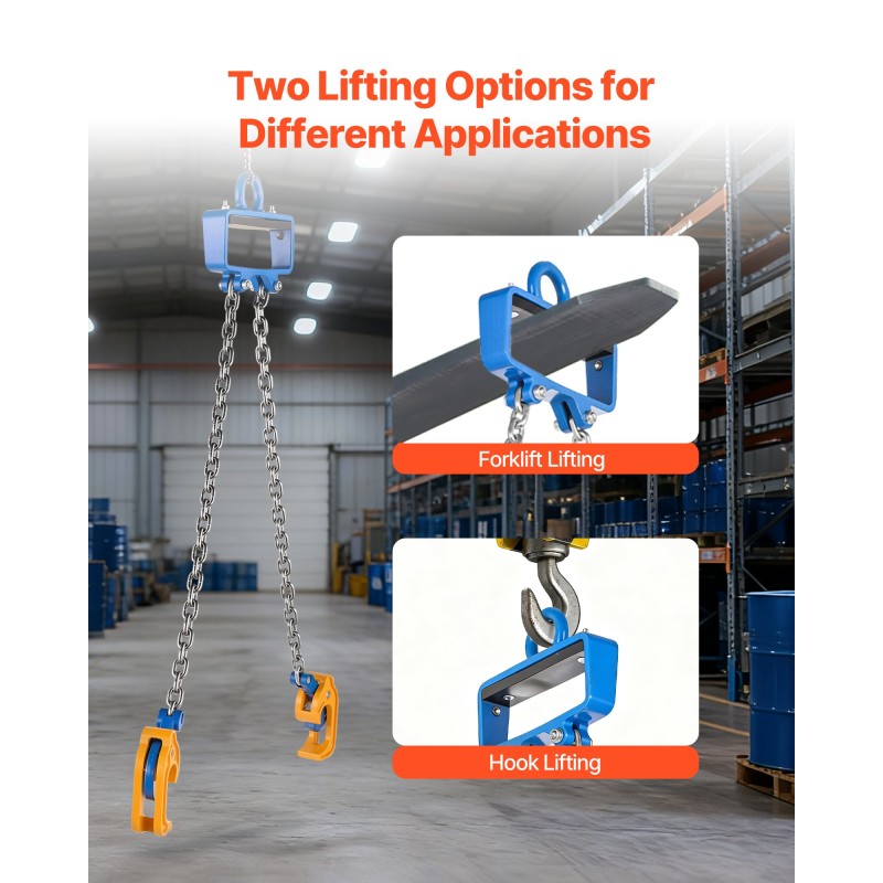 Tynnyrinostoketju hiiliteräksinen 2-haarainen G80-luokan 1 t työkuorma turvasalpalliset koukut