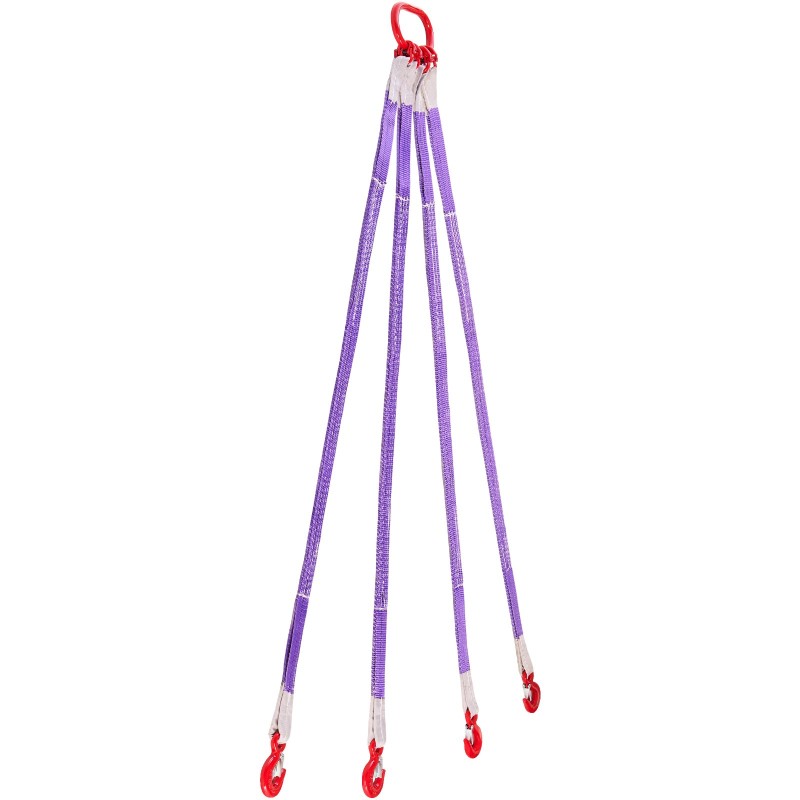 Neljän haaran polyesterinostoliina kolmen tonnin enimmäistyökuorma teräsrenkaalla koukuilla turvasalvoilla