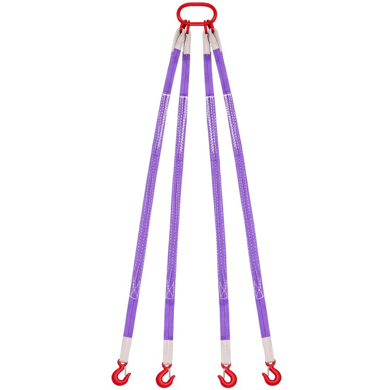 Neljän haaran polyesterinostoliina kolmen tonnin enimmäistyökuorma teräsrenkaalla koukuilla turvasalvoilla