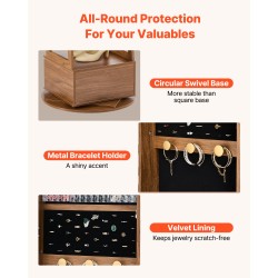 Korukaappi 360 asteen kääntyvä vapaasti seisova lasipeili samettivuori 1655 mm