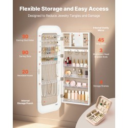 Korukaappi peilillä valkoinen 1080 mm korkea lukittava seinälle asennettava