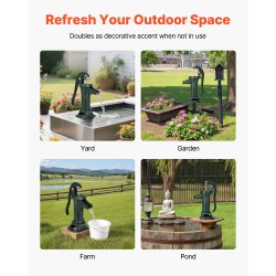 Käsikäyttöinen kaivopumppu valurauta hiiliteräs runko 7,6 m nostokorkeus vihreä