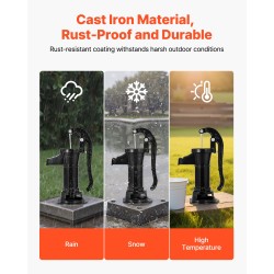 Käsikäyttöinen kaivopumppu valurauta ja hiiliteräs 7,6 m nostokorkeus koukulla