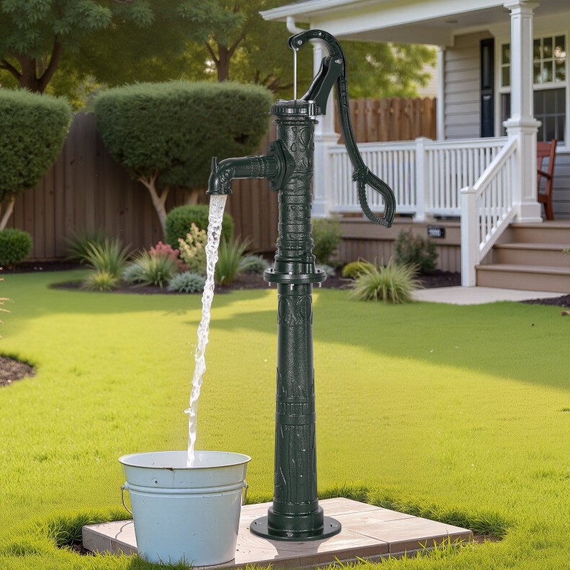 Käsikäyttöinen vesipumppu valurauta ja hiiliteräs 6 m nostokorkeus ulkokäyttöön