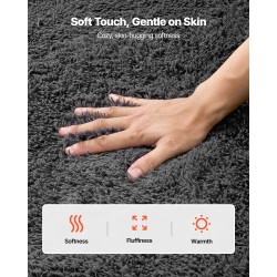 Nukkamatto pehmeä pitkäkarvainen 1,52 x 2,44 m tummanharmaa kuitukangaspohjalla