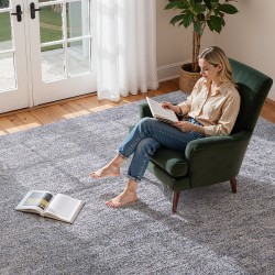 Pehmeä sisätilan nukkamatto TPR-liukuestopohjalla 2,74 x 3,66 m siniharmaa