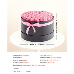 Säilötyt aidot ruusut 50 kpl pyöreässä lahjarasiassa vaaleanpunaisina