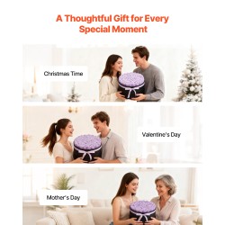 Säilötyt aidot ruusut 50 kpl pehmeän violetti pyöreä lahjarasia