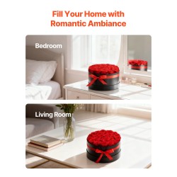 Säilötyt aidot ruusut pyöreässä lahjapakkauksessa 27 kpl kirkkaanpunaiset
