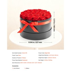 Säilötyt aidot ruusut pyöreässä lahjapakkauksessa 27 kpl kirkkaanpunaiset