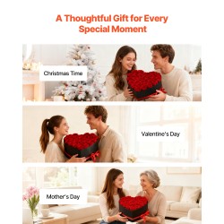 Säilötyt ruusut kaksikymmentäseitsemän kappaletta sydämenmuotoisessa kartonkirasiassa kirkkaanpunainen