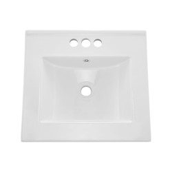 Keraaminen puolitasoon upotettava pesuallas 510 x 465 mm valkoinen kolmella hanareiällä