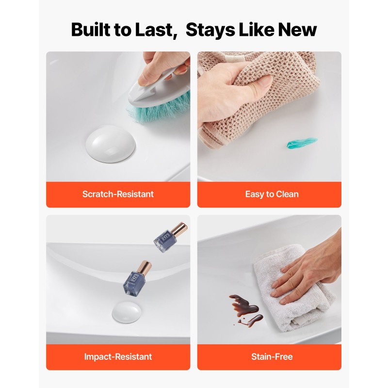 Puoloupotettava keraaminen pesuallas suorakaiteen muotoinen 490x305x120 mm valkoinen