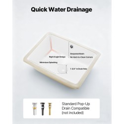 Tason alle asennettava suorakulmainen keraaminen posliiniallas 400 x 305 mm valkoinen