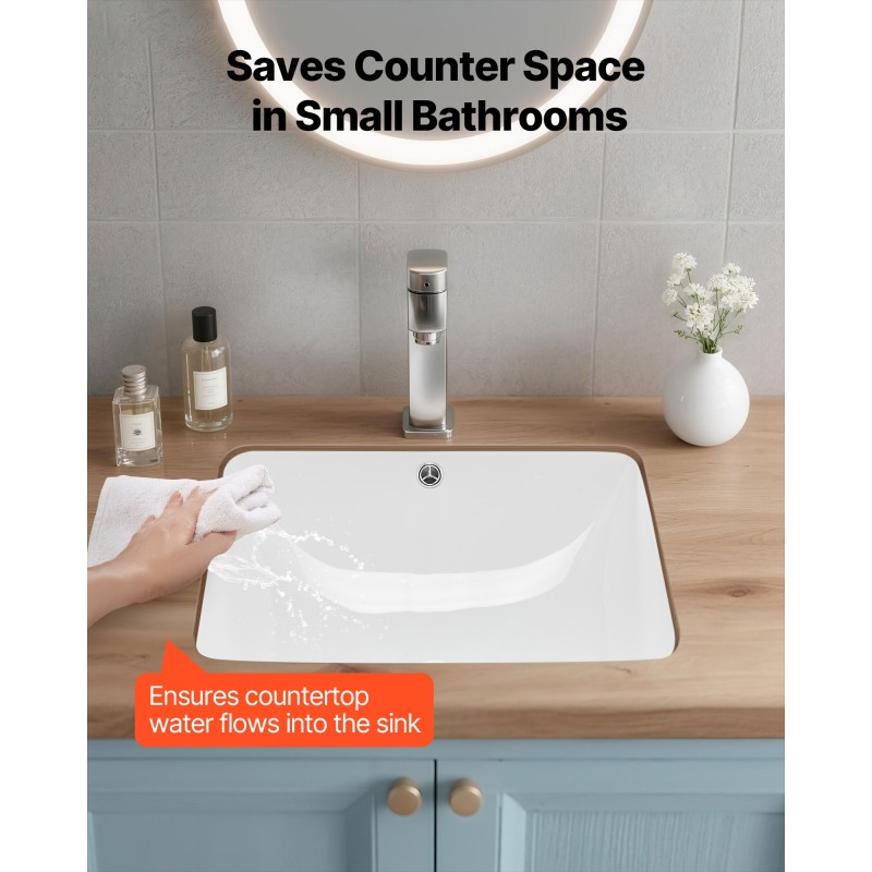 Pesuallas keramiikkainen 515x385x190 mm tasoon upotettava valkoinen suorakulmainen pieniin kylpyhuoneisiin