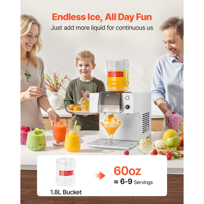 Lumihiutalejäälaite 1,8 l säiliö ruostumatonta terästä 60 kg vuorokaudessa