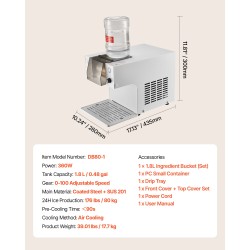 Lumihiutalejäälaite ruostumatonta terästä 80 kg vuorokaudessa 1,8 L säiliö kotikäyttöön