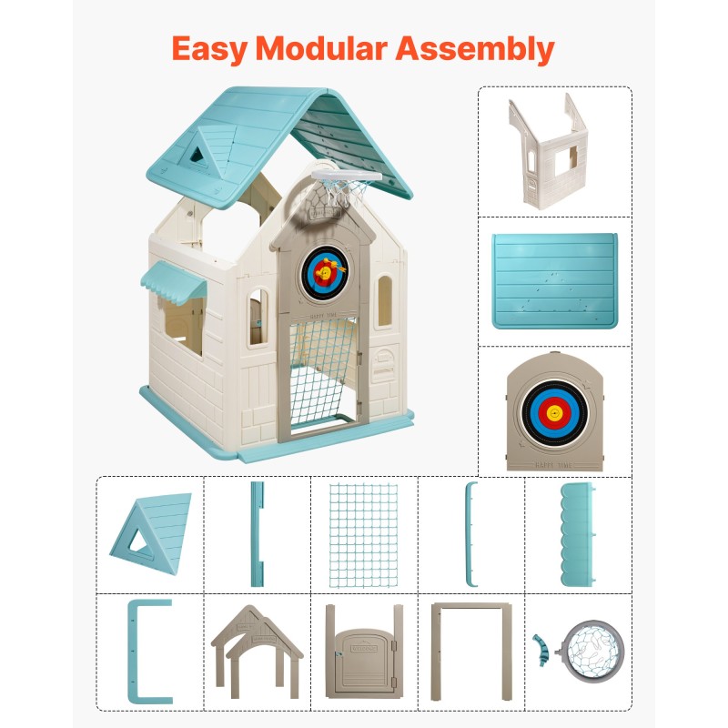 Leikkimökki viisi toimintoa polypropeenimuovia sisä- ja ulkokäyttöön 2+