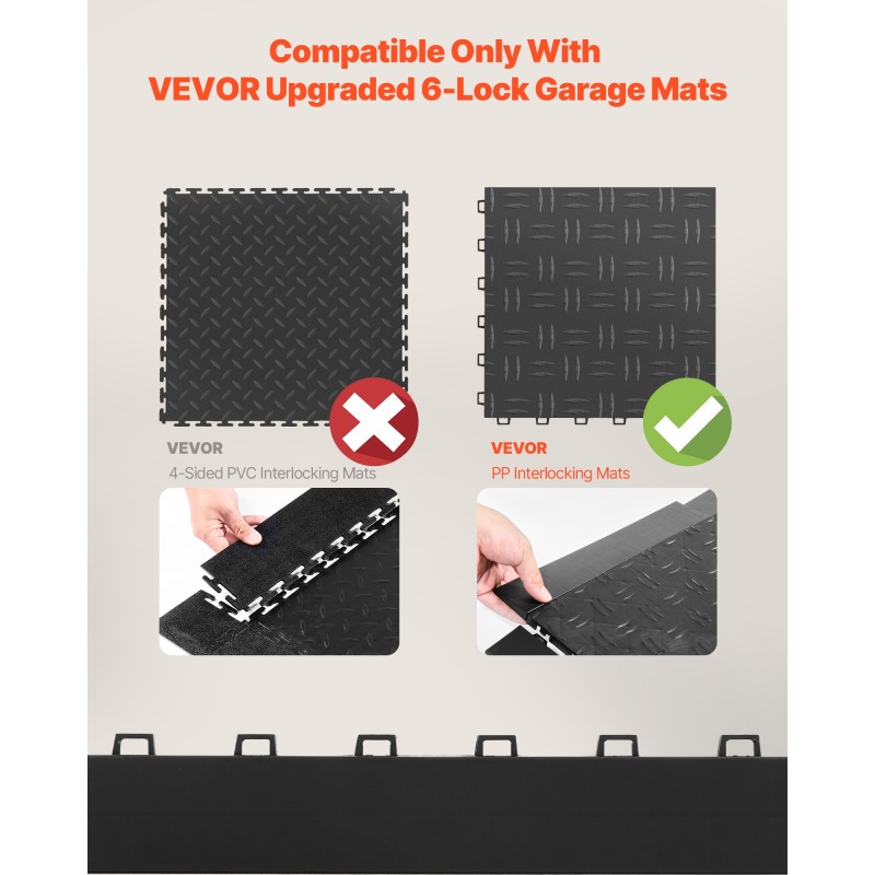 Reunalistasarja PP-muovia musta 15 kpl 305 x 60 mm autotallilaattoihin