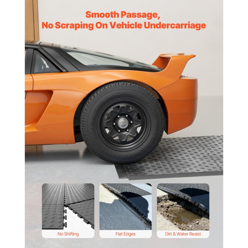 Reunussarja polypropeeni 15 kpl musta autotallin lattiamatoille 305x50x12 mm