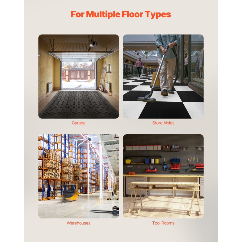 Reunussarja polypropeeni 15 kpl musta autotallin lattiamatoille 305x50x12 mm