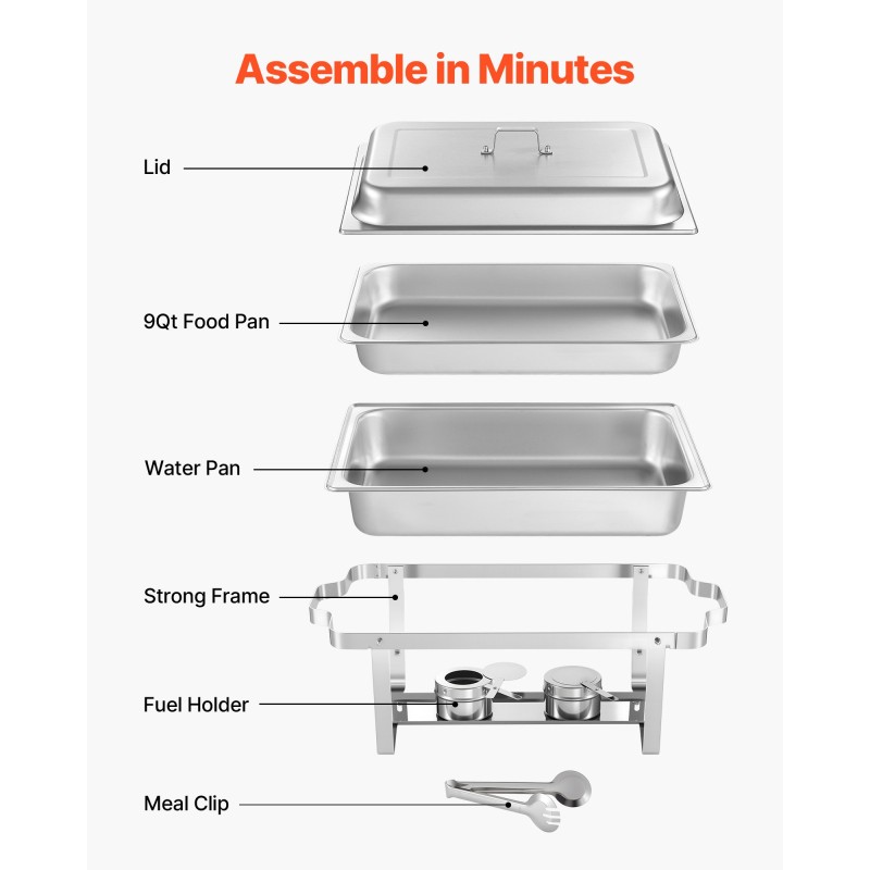 Lämpöhaude ja tarjoilusetti suorakulmainen ruostumaton teräs 2 kpl 8,5 l kansilla