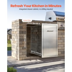 Ruostumattomasta teräksestä valmistettu ulkokeittiön liukuva jäte ja säilytyslaatikko harjatulla pinnalla