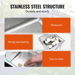 Apuallas syvä ruostumatonta terästä 410x330x220 mm vapaasti seisova koti ja ammattikäyttöön