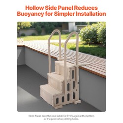 3-portainen PE-muovinen allastikas kaksoiskaiteilla 36–48 tuuman altaisiin