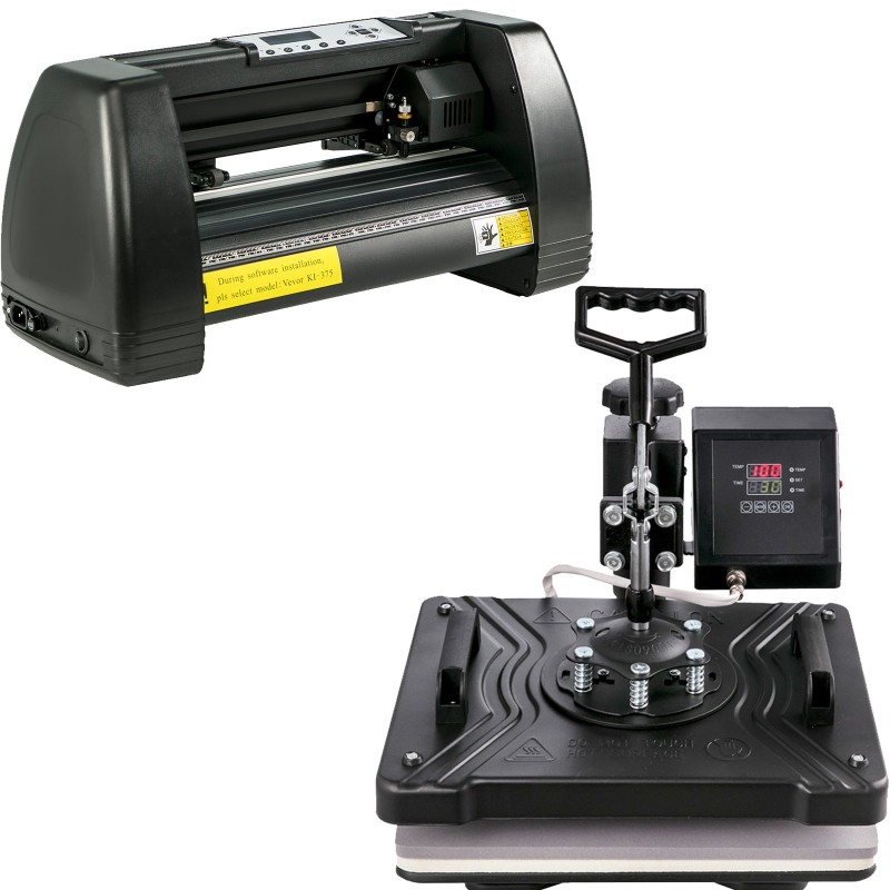 14-tuumainen vinyylileikkuri ja lämpöprässi viidellä toiminnolla tekstiileille ja mukeille