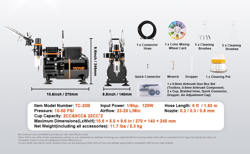 Tarvikkeet, puhdistussarja ja väriensekoituspyörä